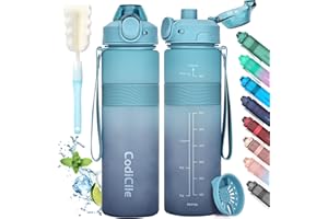 CodiCile Water Bottle, BPA Free 1l Water Bottle Leak Proof Drinks Bottle, Large Sports Bottle Great for Gym, School, Office and Travel (Light Dark Blue)