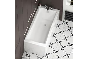 ROYAL BATHROOMS 1600 x 700mm Designer Single Ended Bathtub Acrylic Square Bathroom Square Straight Bath Tub - Cesar