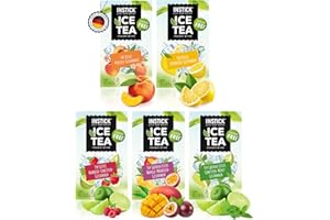 ‎INSTICK JUST ADD WATER INSTICK Zuckerfreies Instant-Getränk (Bundle Eistee-Mix) verschiedene Eistee Sorten 5x12 Sticks - 1 Stick für 0,5-1 L - Veganes Getränkepulver Kalorienarm & Vitamin C - Instant-Pulver