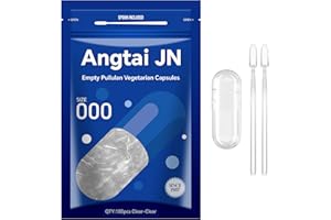 Angtai JN Empty Capsules Size 000 - Clear Fillable Vegetarian Capsules(100 Count) Size 000 Empty Pullulan Capsules with Two Micro Lab Spoons,- Veggie Capsules Empty Caps for DIY Your Own Supplements