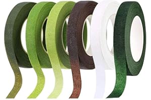 QINCLING 6 Stück Flora Kreppband, Grün Floristenband Selbstklebend Floristenkrepp Set Blumenband Floristik Draht Klebeband Blumen Wickelband Floral Wire Tape für Bouquet Blumensträuße DIY Kunsthandwerk