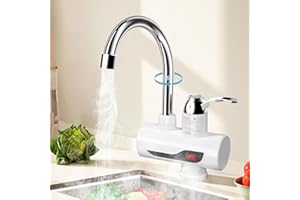 VIRIECH Robinet Chauffant Instantané, 360° Robinet Chauffant, Robinet Electrique Avec affichage de la LCD, 45-60℃ Chauffe Eau Instantané pour Cuisine, Jardin, Salle de Bain, Caravane [Classe énergétique A]