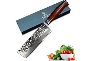 YARENH Cuchillos de Cocina Verdura 17cm - Cuchillo de Cocina Profesional de Acero de Japones Damasco - Mango de Madera Dalbergia - Cuchillos de Cocinero Ultra Filoso HTT-Serie