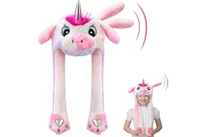 Hifot Animales Gorro Orejas Que Se Mueven, Peluche Gorro con Orejas Que Se Mueven, Sombreros Divertidos Móviles para Niñas Niños y Adultos para Halloween Navidad Carnaval Cumpleaños Fiestas Regalo