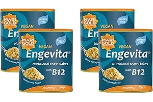 MARIGOLD HEALTH FOODS Marigold Engevita Nutritional Yeast Flakes with Vitamin B12, 100g (Pack of 4) – Vegan, High in B Vitamins, Protein & Fibre