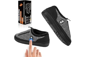 Scaldapiedi Elettrico, Amiable Pantofole Riscaldate con Batteria da 5000mAh, Unisex Scaldapiedi Peluche Pantofole Riscaldanti Scalda Piedi Controllate da Doppi Interruttori - M