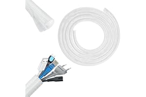 QKEINV Cable Tidy Sleeve, Cable Organizer, Braided Wire Sleeve, Cord Protector Wire Loom Tubing, 10ft - 1/2 inch Cable Cover Protector Cord Organizer for TV, Computer, Home Theater, Car (white)