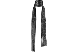 NICEYEA Damen Glitzernder Schal Halstuch Metall Pailletten Schal Kette Krawatte Glitzer Schal Disco Accessoires 70er Jahre Kostüm für Fasching Karneval Kostüm