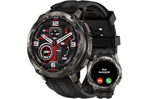 KOSPET Tank T4 Smartwatch Uomo, Acciaio Inox Completo, GPS a 6 Satelliti & Mappe Offline, 10ATM Subacqueo 45m, Batteria 50 Giorni, Chiamate Bluetooth, Monitor Salute 24/7, 1.43",Android & iOS Nero