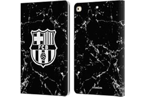Head Case Designs sous Licence Officielle FC Barcelona Noir Marble Crête Modèles Coque en Cuir à Portefeuille Compatible avec Apple iPad 9.7 2017 / iPad 9.7 2018