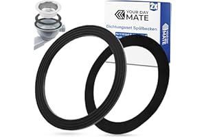 YOUR DAY MATE Set di guarnizioni profilate e piatte, 2 pezzi, per raccordi da 3 1/2", compatibili con BLANCO, FRANKE, VIEGA, IKEA, ecc., set di guarnizioni per lavello della cucina, guarnizione a labbro
