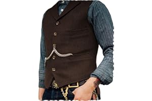 AeoTeokey Classic Mens Wool Tweed Suit Vest Casual Sleeveless Jacket Herringbone Waistcoat for Tuxedos
