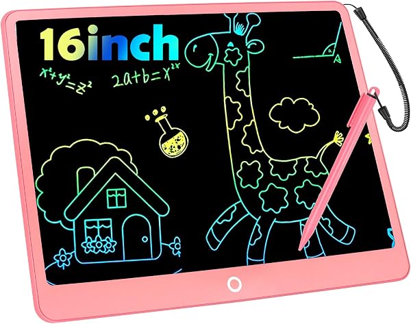 Tableta de Escritura LCD 16 Pulgadas, Tablero de Dibujo Electrónico, Colorida Pizarra Tableta Electrónica Gráfica Pizarra Infantil Juguete Juego de Regalo Cumpleaños para Niñas y Niños de 3-12 Años - 1