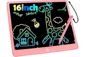 PBEKNCO Tableta de Escritura LCD 16 Pulgadas, Tablero de Dibujo Electrónico, Colorida Pizarra Tableta Electrónica Gráfica Pizarra Infantil Juguete Juego de Regalo Cumpleaños para Niñas y Niños de 3-12 Años