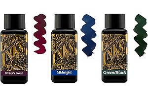 Diamine Tinta de Pluma Estilográfica 30ml - 3 x Botellas - Writers Blood & Midnight Blue & Green Black