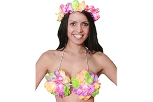 I LOVE FANCY DRESS Hawaiian Flower Bra Fancy Dress Party Accessory Perfect for Any Tropical Hawaii Party - Hawaii Beach Festival Hula Bra Luau Hawaiian LEI Garland Bra