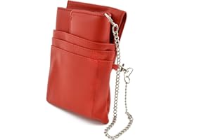 nean portfel kelnerski, portfel uniseks, z kaburą, kieszenią wtykową i łańcuszkiem z dużą kieszenią na monety (czerwony)