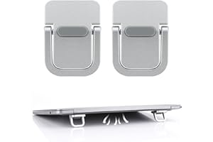 Bewudy 2PCS Soporte de Teclado Portátil, Mini Soporte de Teclado de Ordenador Invisible Autoadhesivo para Escritorio, Pies de Portátil Plegables con Silicona Antideslizante (Plateado)