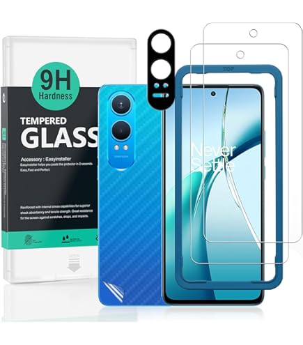 Bihizei Vetro Temperato per Oneplus nord 4, 2 Pezzi Pellicola Protettiva e 2 Pezzi Pellicola Protettiva Fotocamera Posteriore, Durezza 9H, Anti Graffio, HD