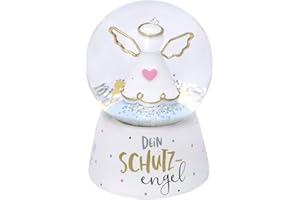 Gruss & CO Traumkugel mit Motiv Engel | Kugel aus Glas, Polyresin, Weiß, Höhe 6,5 cm, Motivdruck Dein Schutzengel | Geschenk Kommunion, Konfirmation, Weihnachten | 46636