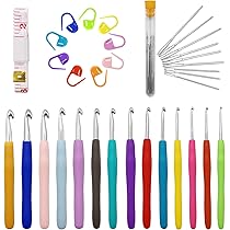 JJUNW Set di 3 uncinetti da 2,0/2,5/3,0 mm, in metallo con impugnatura in gomma – Aghi ergonomici in alluminio per uncinetto sciarpa, maglione, cappello