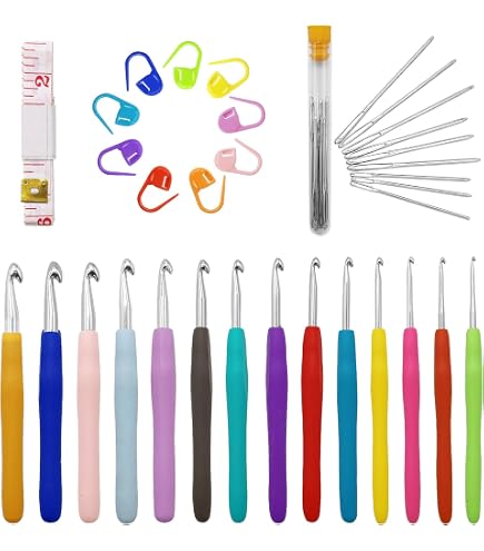 Ruasol Set Uncinetto 60 Pezzi Con Custodia, Ferri Ergonomici, Aghi, Marcatori, Kit Completo Per Principianti E Esperti - 2
