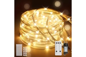 JVURICE Tube lumineux à LED Extérieur, 10M 200 leds Tubes Lumière Lumineux Etanche Intérieure IP67 Guirlande LED Bande lumineuse pour jardin,fête,Noël,Clôture,Cour,Décoration éclairage Blanc Froid