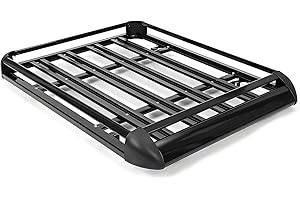 XJYMCOM Roof Rack Basket Tray Luggage Cargo Carrier 127Cm with Bars & Wind Fairing Rooftop Luggage Holder Aluminium for Car SUV Truck