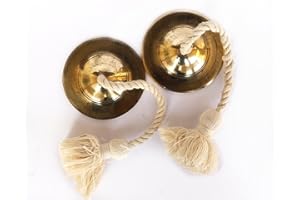 DE KULTURE WORKS De Kulture Handmade Pure Brass Manjeera Percussion Instrument Indian Cymbal Clapper Bell For Religious Ceremonies Bhajans Healing Yoga Meditation, 3X1 (DH) Inches