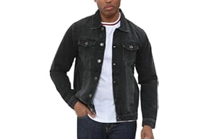 NOROZE Men's Western Style Jacket, Men's Jean Jackets Denim Classic Washed Vintage Men's Trucker Jackets Winter Casual Coat Warm UK Sizes S-XXL