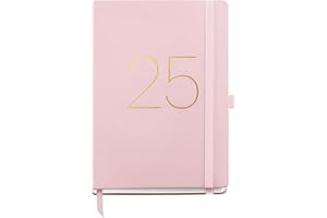 Miquelrius - Agenda 2025, Agenda anual 155x213 mm, Agenda día página, Cubierta flexible símil piel cosida, Cierre goma, Bolsillo interior, Papel 80 g/m², Español, Inglés y Portugués, Rosa