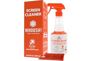 WHOOSH! Nettoyant pour écran de télévision Pro 500 ML pour OLED, moniteurs LED avec Chiffon Microfibre – Non Toxique, sans Alcool, sans Traces ni résidus pour la Maison, Le Bureau et Le Studio