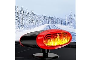 MEIJEEGU Auto Heizung Ventilator 12 Volt 150 W, Tragbare Auto Heating Fan, Auto Fenster Heizung Defogger Demister mit Zigarettenanzünder, 360° drehbare Heizung Port,für 12 V Camping Autos (Rot Schwarz)