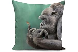 HUASHUZI Poszewka na poduszkę zabawny goryl turkusowa poszewka na poduszkę dekoracja domu do salonu kanapa łóżko sofa dekoracja poszewka na poduszkę prezenty 45 x 45 cm