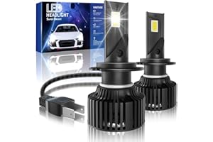 IKERY H7 LED Headlight Bulbs, 50W 20000LM 6500K LED White 300% Brighter with Cooling Fan H7 Headlight Car Conversion Kit Halogen Replacement Bulb Mini Size Plug and Play Headlight Light Bulb, 2PCS
