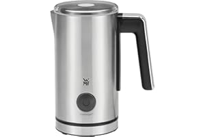 WMF Mousseur à lait électrique Stelio (5 watts, 15-25 ml, revêtement antiadhésif, sans fil, pour mousse de lait chaude et froide, chocolat chaud) Cromargan mat/argenté