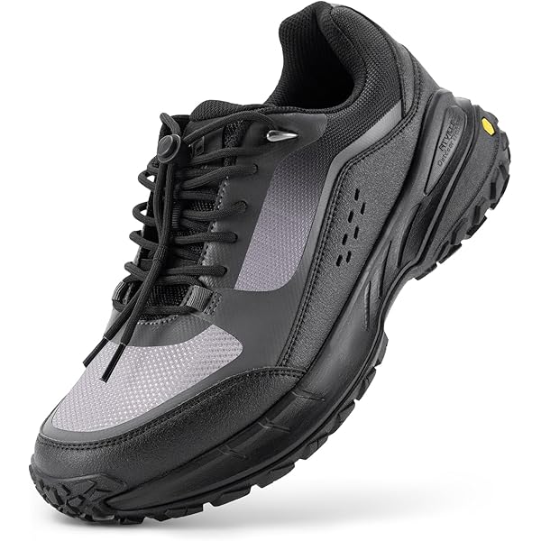 FitVille Chaussures De Randonnée Larges Pour Homme - Chaussures Basses Pour La Marche En Plein Air - Baskets De Randonnée Pour L'extérieur, Le Trekking, Le Camping, La Marche, Noir/gris, 13 Très Large