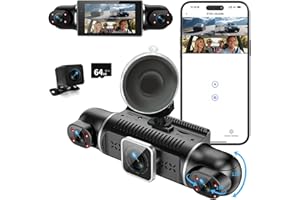 CARTSDOII 360° Dashcam Auto Vorne Hinten 4 Kanal Dash Cam Auto Kamera FHD 2K+1080Px3,4×140° Weitwinkel,WDR-Nachtsicht (8 IR-LEDs), 3" IPS Display,G-Sensor,24/7 Parkmodus,Loop-Aufnahme, inkl. 64GB SD-Karte, App