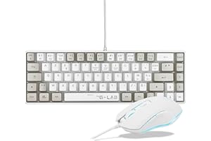 The G-Lab - Combo Hydrogen - Pack Clavier Souris Gamer, Clavier Gamer 60% Filaire, Rétroéclairage RGB, Azerty FR, Format Compact + Souris Gaming RGB, 6 Boutons, 6200 DPI - PC/PS4/PS5 - Blanc/Gris