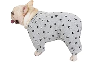 IUOU Pijamas de algodón para Perros, Mono Pug, Ropa de Bulldog francés, Ropa de Schnauzer, Atuendo para Mascotas, Pijama de Perro Bichón de caniche General, Pijama