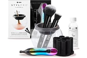 STYLPRO Rainbow Geschenkset Kit: Elektrischer Make-up-Pinselreiniger und Trockner Maschine mit 8 Pinselkragen, automatischer, drehender Pinselreiniger mit hitzebeständiger Schüssel