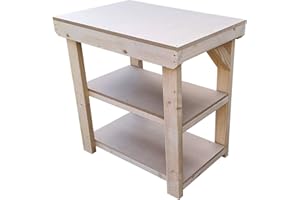 ARBOR GARDEN SOLUTIONS Wooden 18mm MDF WorkBench With Double Shelf - 3FT to 6FT - Work Table Hand Made Strong Heavy Duty - Made From Construction Grade Timber (3ft)