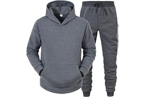 riou Chandal Hombre Completo Invierno, Costura Cremallera Ropa de Deportivo Color Sólido Sudadera con Capucha y Pantalón Bolsillos 2 Piezas Abrigo Chaqueta Hoodie Jersey Talla Grande Correr