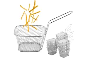 PRITOK Lot de 12 Mini Paniers Argentés Avec Poignée - Pour Servir des Frites, Crevettes, Rondelles d'Oignon