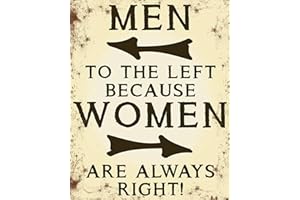 RIFOSA 12"x8" Men To The Left Because Woman Are Always Right Metal Sign Tin Plaque