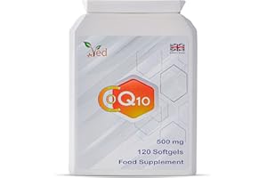 CoQ10 de Ved 500mg | CoEnzyme Q10 | La plus haute résistance | Coenzyme d'ubiquinone naturellement fermentée | Formule naturelle supérieure | 500 mg 120 gélules | 4 mois d'approvisionnement ​
