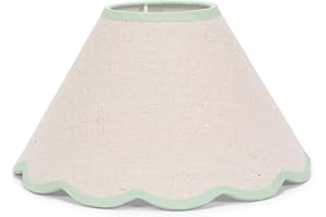 ValueLights | Small Natural Linen Tapered Light Shade with Green Scallop Trim for Table Lamp | Lamp Shades, Home Décor & Improvement Essential