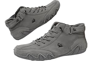 JINGAN Italienische Handgefertigte Hohe Stiefel Aus Wildleder Mit Klettverschluss | Beck Schuhe Herren | Weiche Leder Turnschuhe Für Herren | rutschfeste & Atmungsaktive Hohe Stiefel