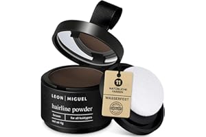 ‎LEON MIGUEL LEON MIGUEL Ansatzpuder - wasserfestes Hairline Powder als perfekten Haar Concealer zum Ansatz kaschieren, unsichtbares Haar Make-up zur Haarverdichtung (Braun, Hairline Powder)