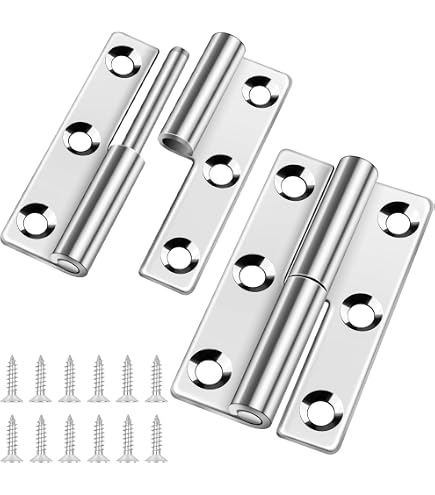 QWORK 4 Scharniere Aus Edelstahl 304 – 64x36 Mm, Abnehmbar, Mit Schrauben Für Fenster & Schränke